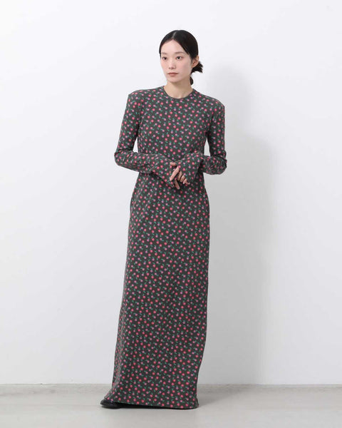 SUPER RIB PADDED SHOULDER L/S DRESS（FLOWER） – COVERCHORD