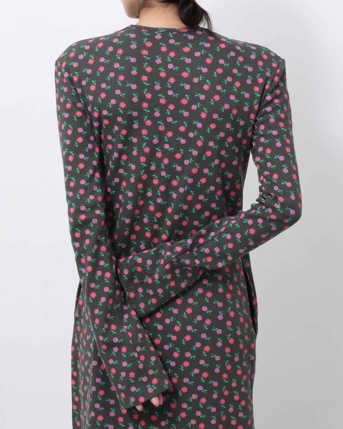 SUPER RIB PADDED SHOULDER L/S DRESS（FLOWER） – COVERCHORD