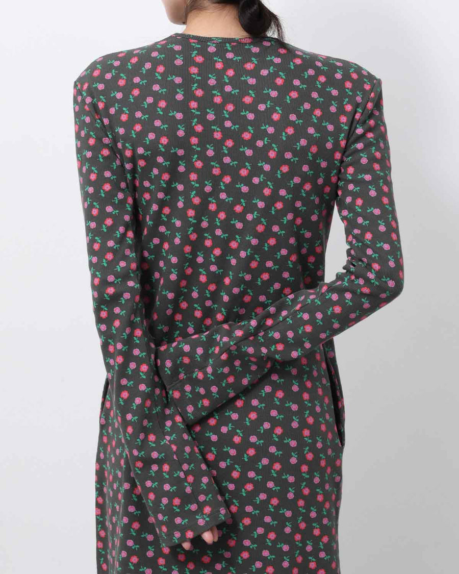 SUPER RIB PADDED SHOULDER L/S DRESS（FLOWER） – COVERCHORD