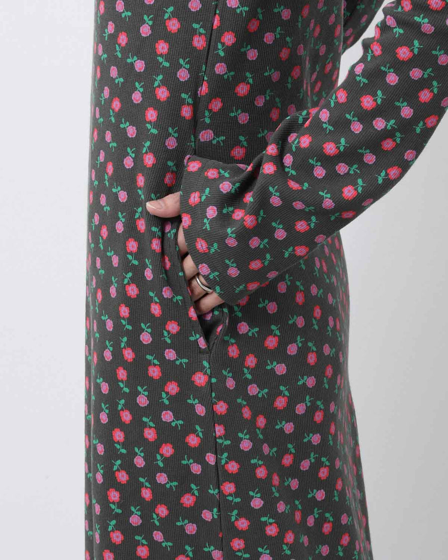 SUPER RIB PADDED SHOULDER L/S DRESS（FLOWER） – COVERCHORD