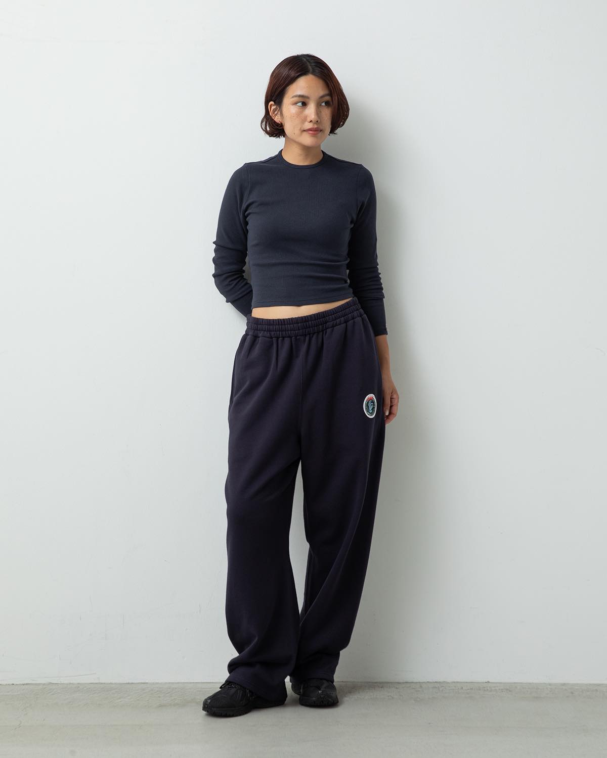 POLYCOTTON SWEAT WIDE PANTS