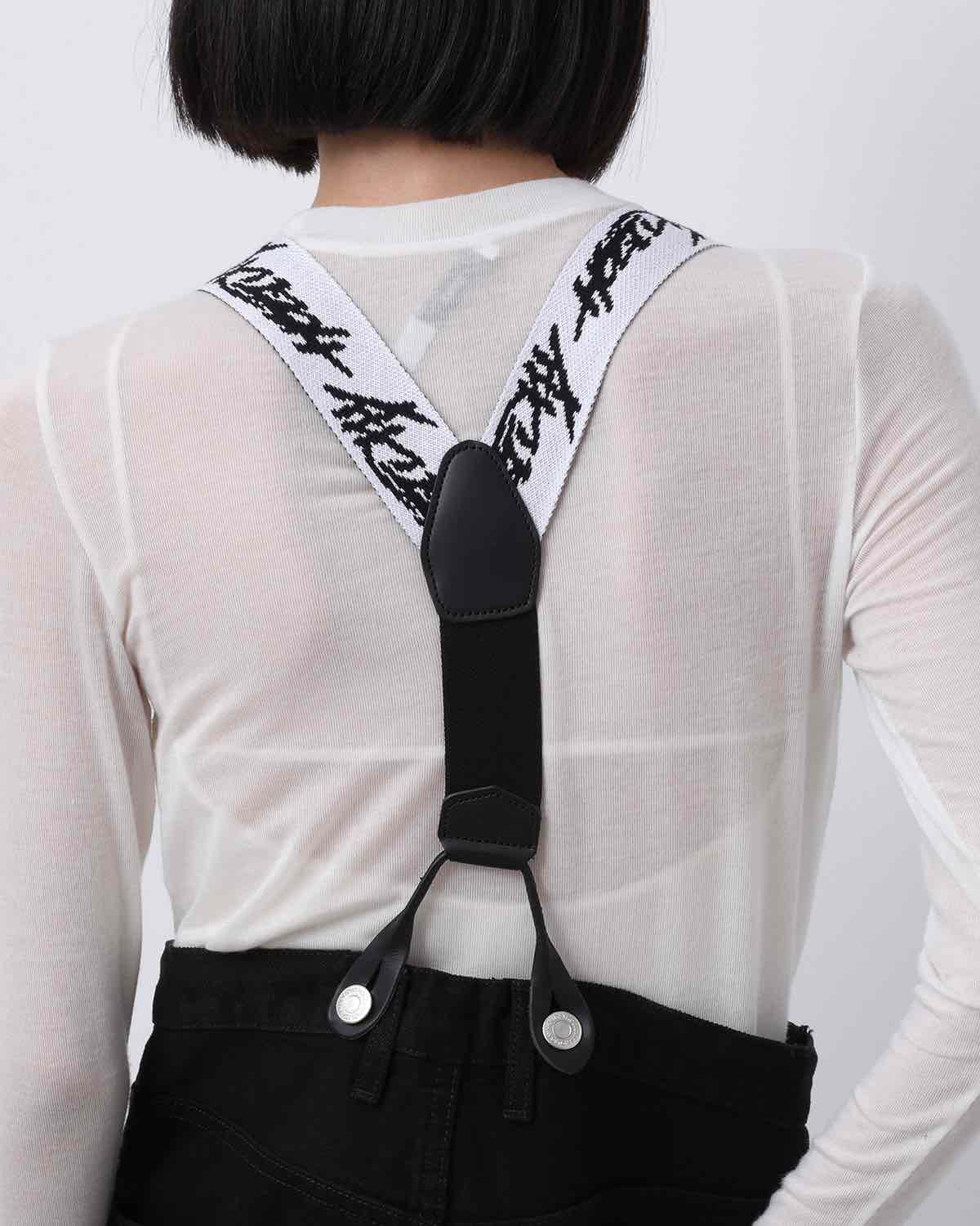 DAMAGE DENIM SUSPENDER PANTS（BLACK）