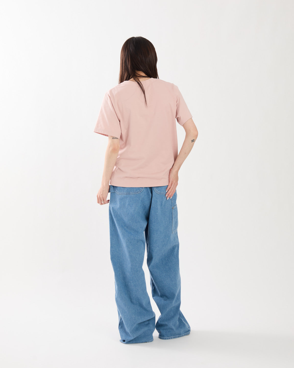 DOUBLE KNEE DRAWSTRINGS DENIM PANTS（PINK STITCH）