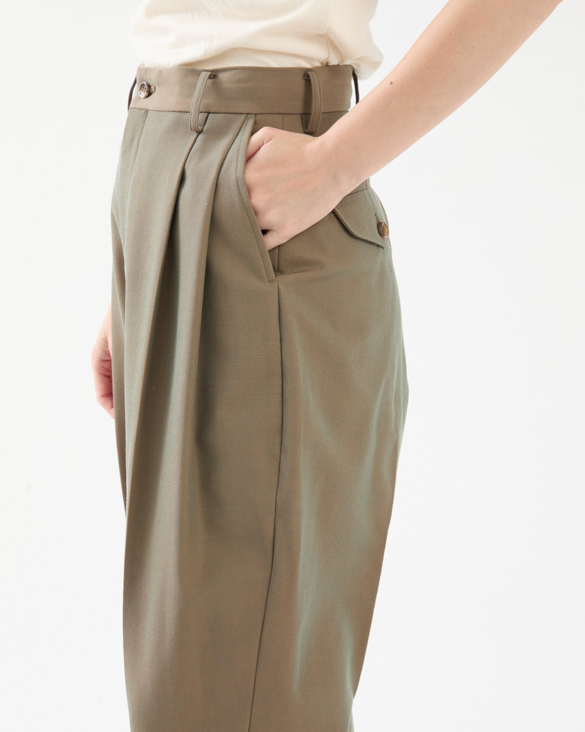 WOOL TWILL 2TUCK SLACKS