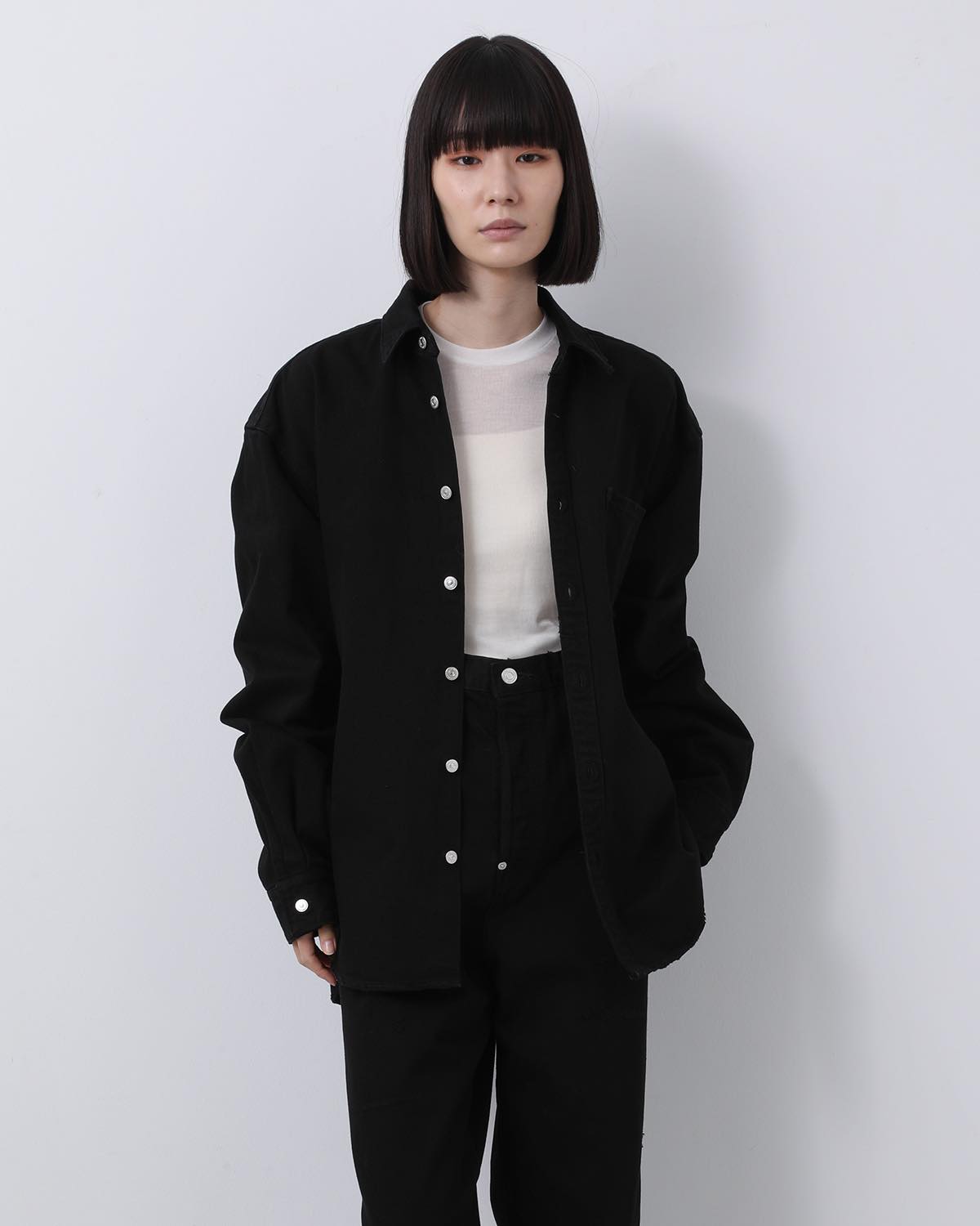 DAMAGE DENIM BIG SHIRT JACKET（BLACK）