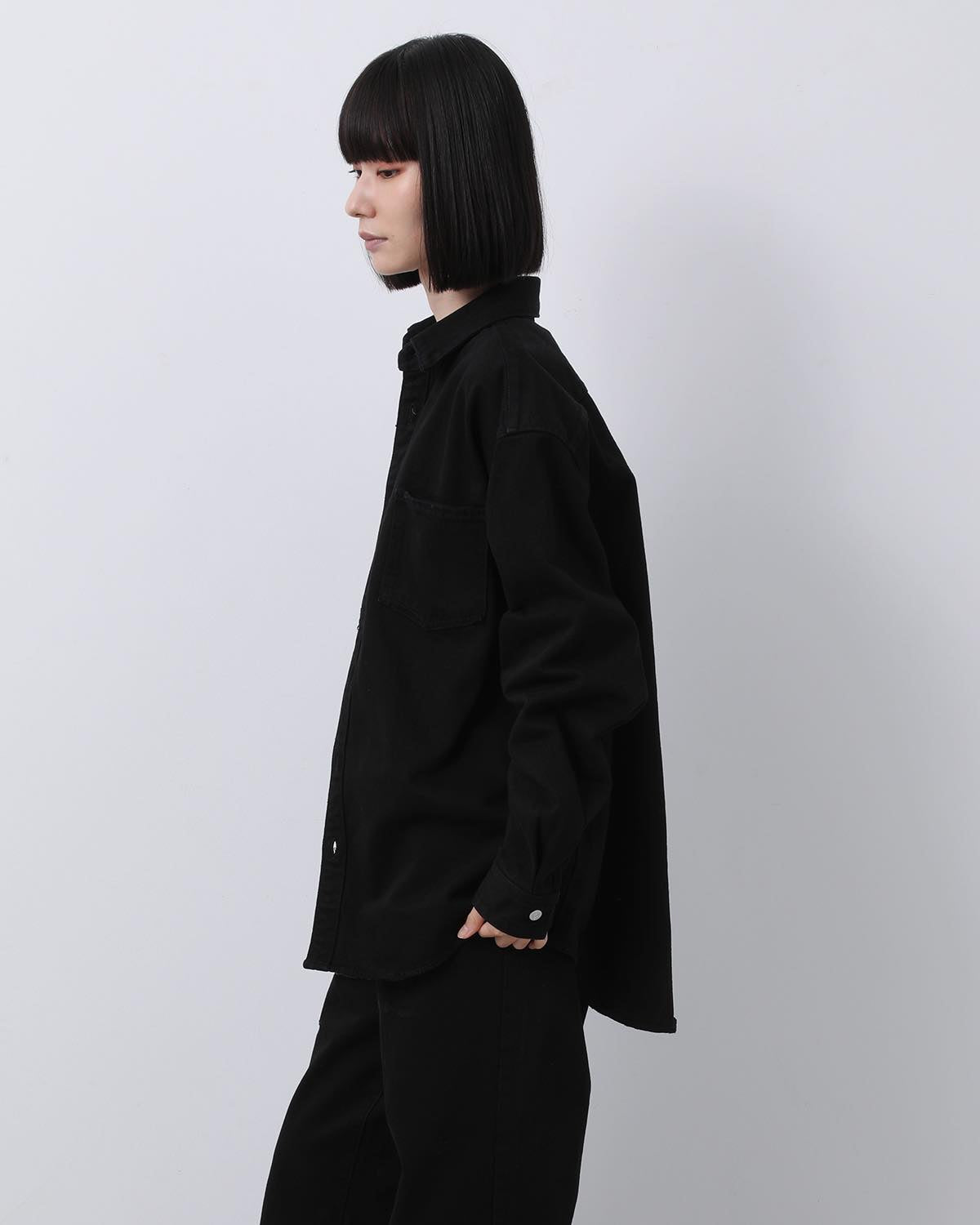 DAMAGE DENIM BIG SHIRT JACKET（BLACK）