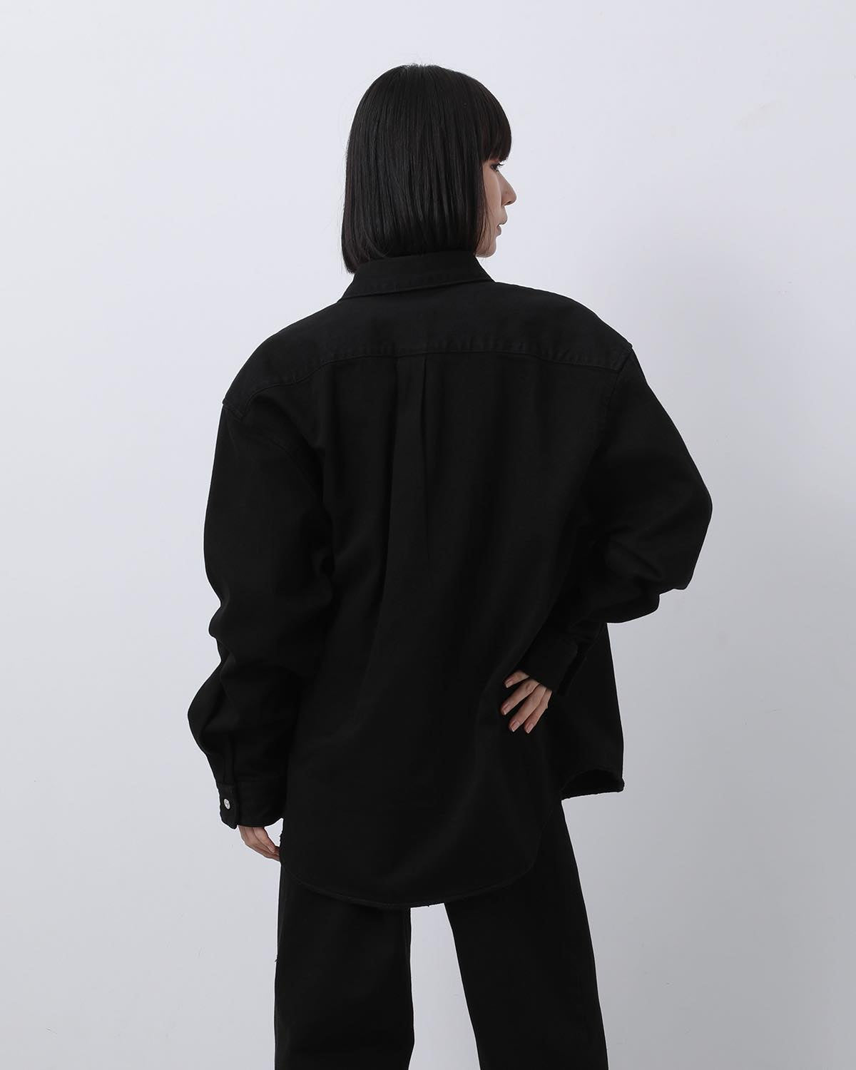DAMAGE DENIM BIG SHIRT JACKET（BLACK）
