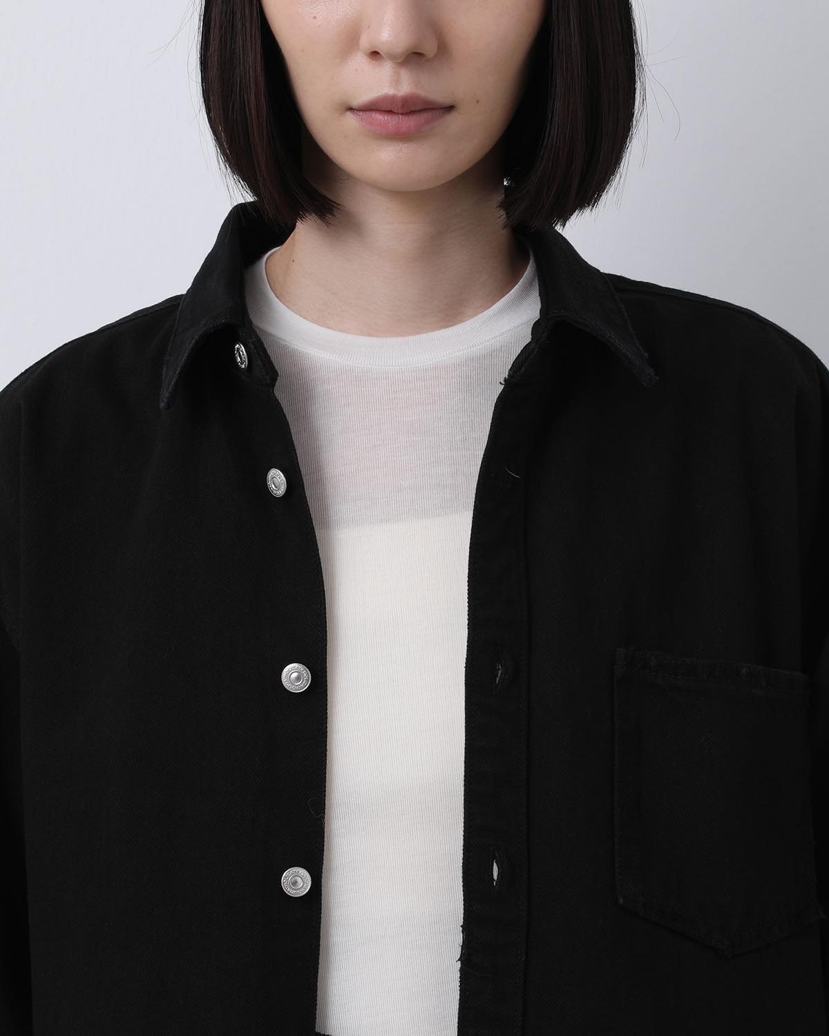 DAMAGE DENIM BIG SHIRT JACKET（BLACK）