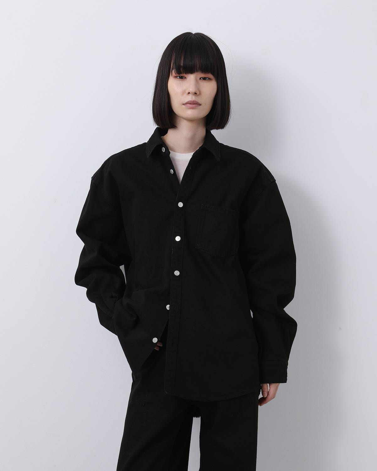 DAMAGE DENIM BIG SHIRT JACKET（BLACK）