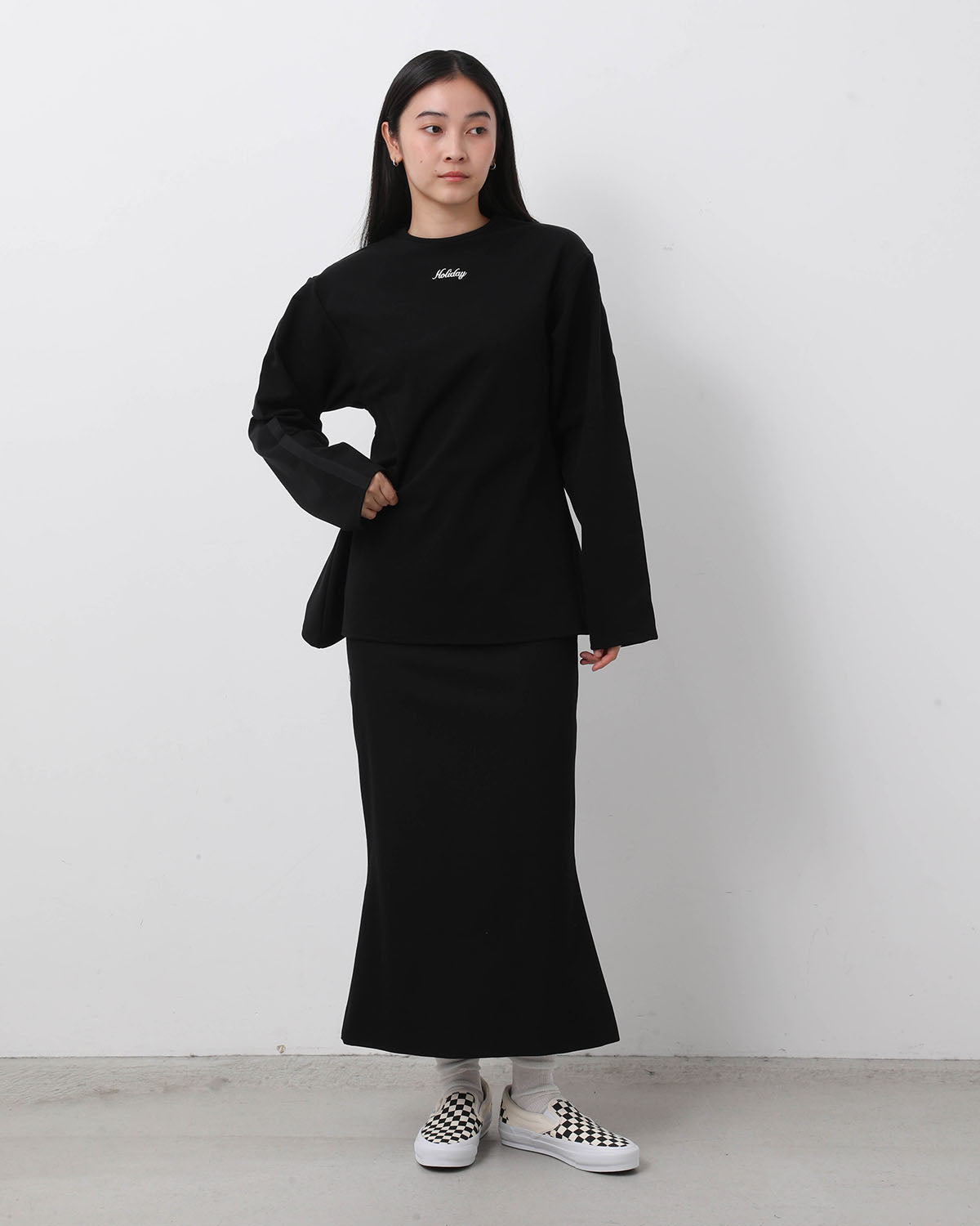 WOOL TWILL SLIM SKIRT