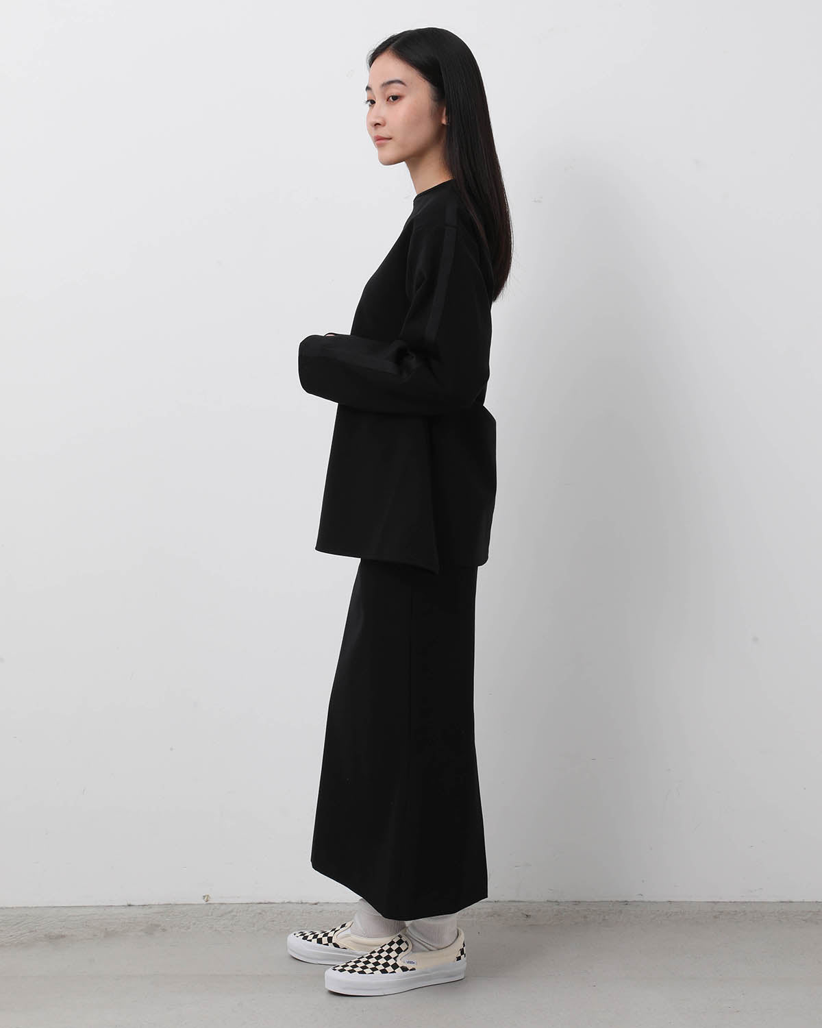 WOOL TWILL SLIM SKIRT