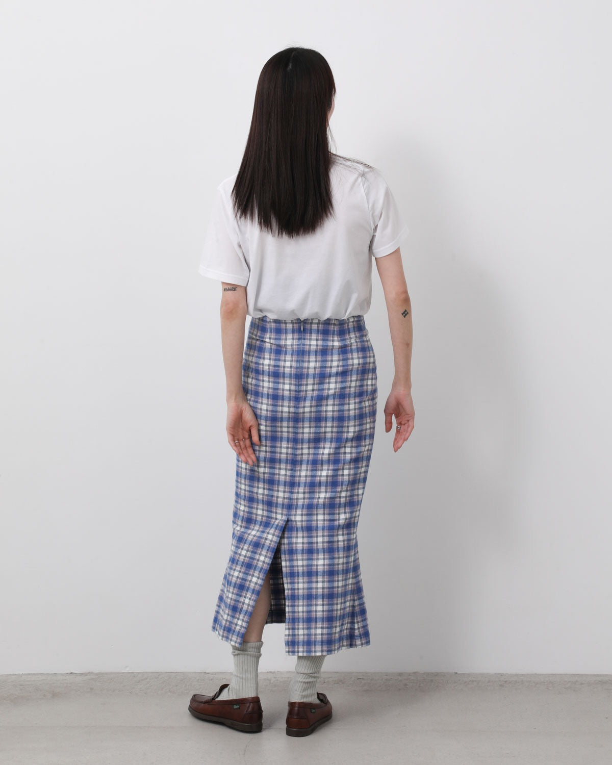 CHECK SLIM SKIRT