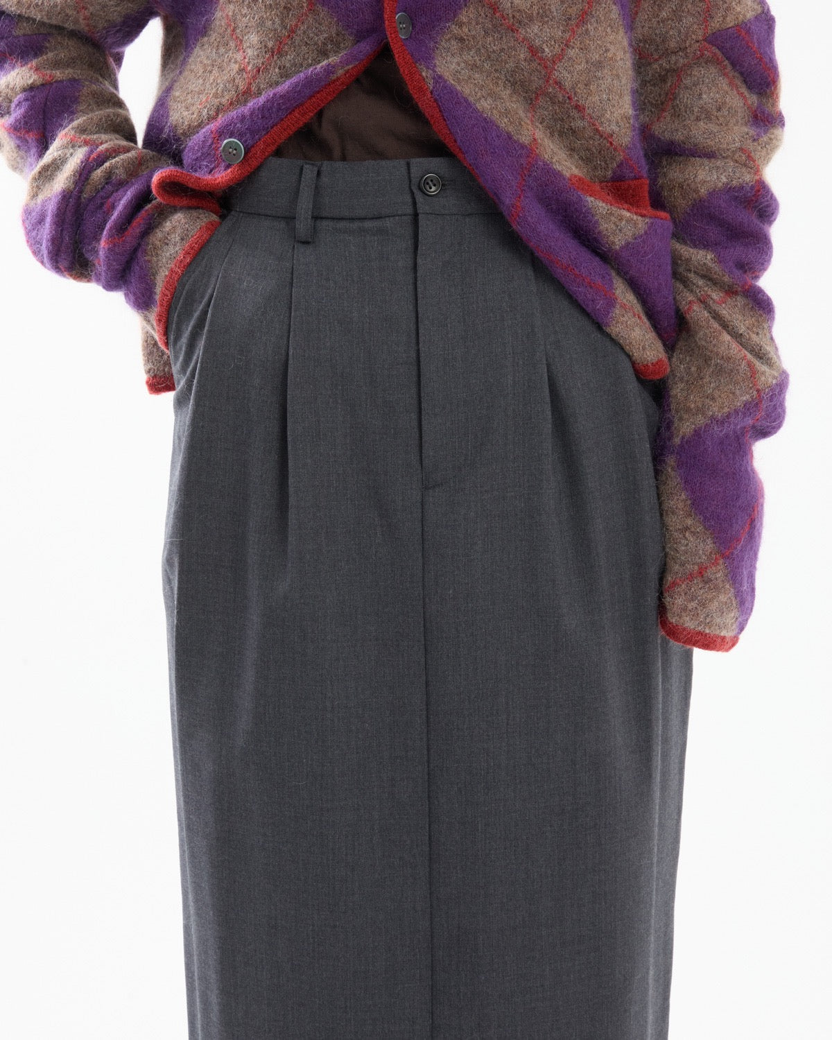 WOOL DRAWSTRINGS 2TUCK SKIRT