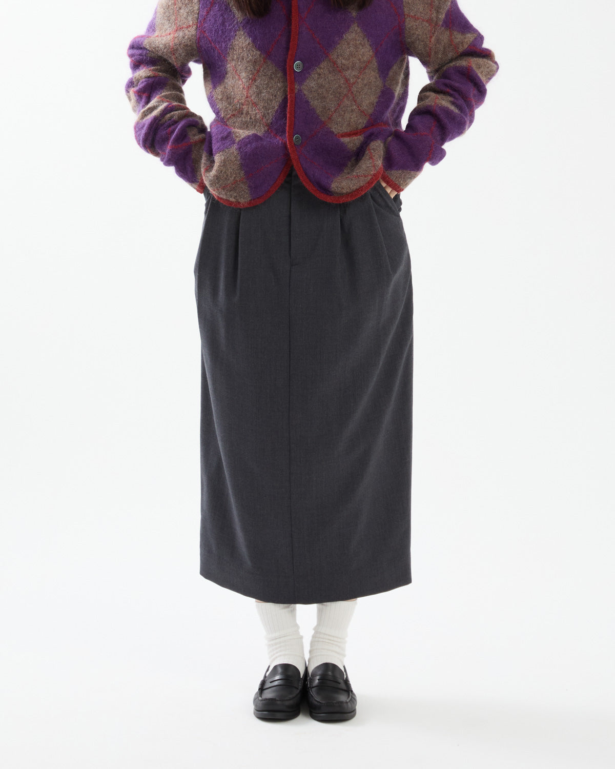 WOOL DRAWSTRINGS 2TUCK SKIRT