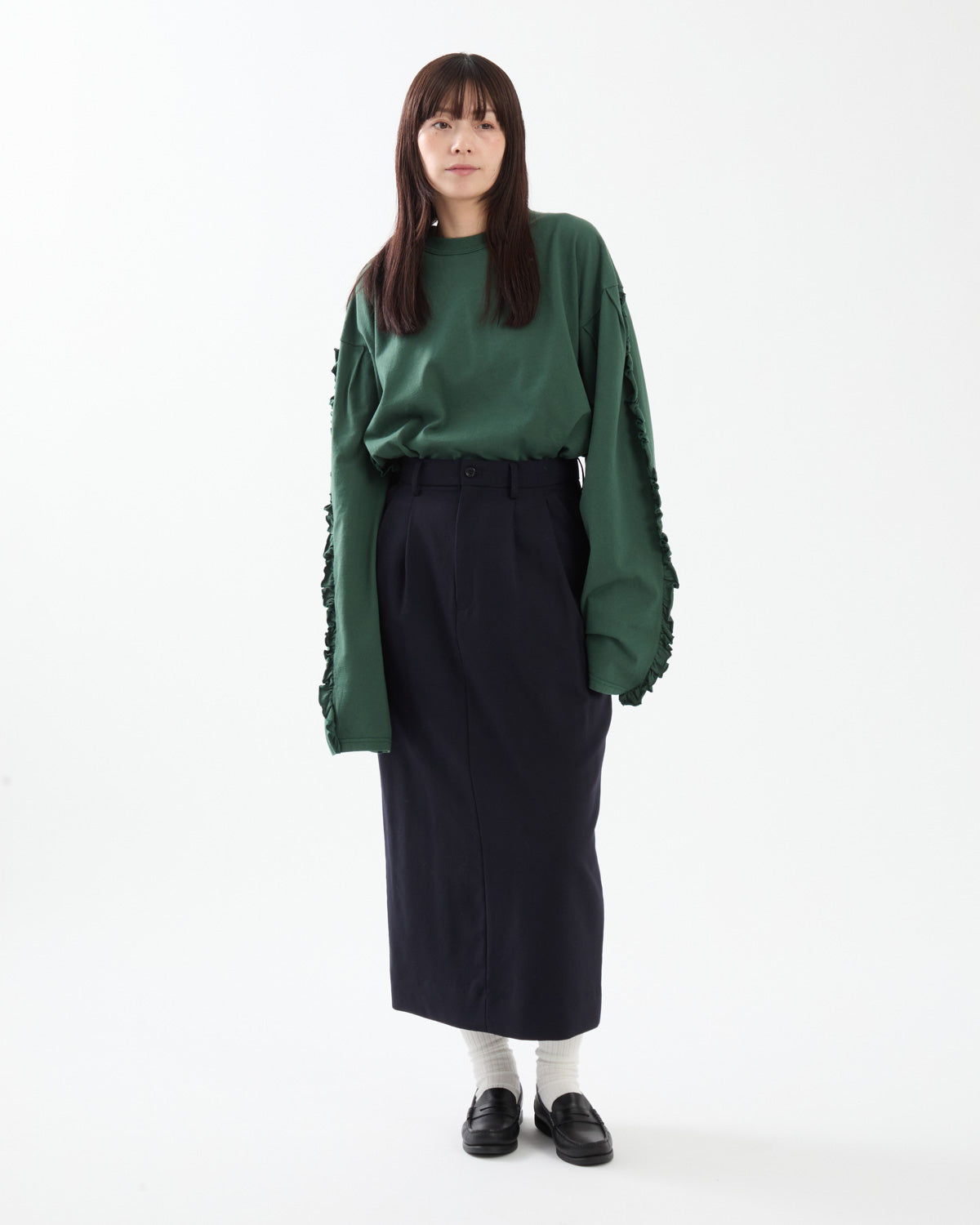 WOOL DRAWSTRINGS 2TUCK SKIRT