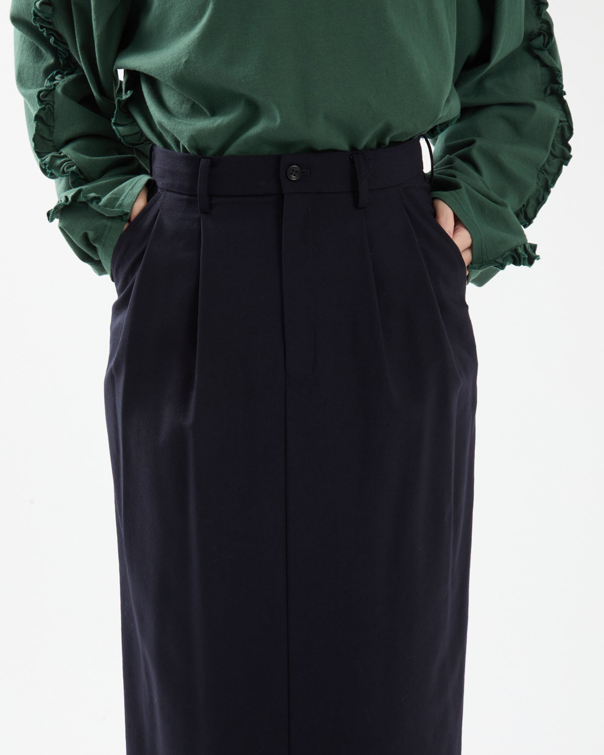 WOOL DRAWSTRINGS 2TUCK SKIRT