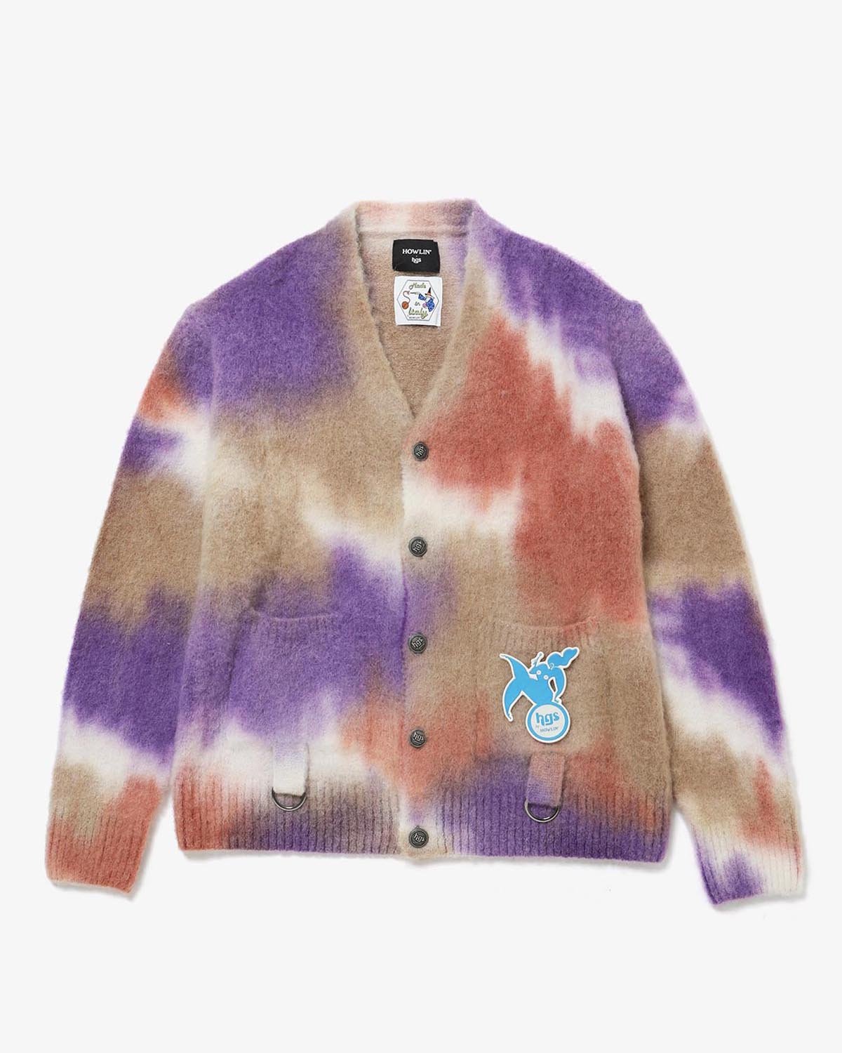 DJ Harvey HAND SPRAY DYED MOHAIR ALPACA CARDIGAN WITH POCKETS AND