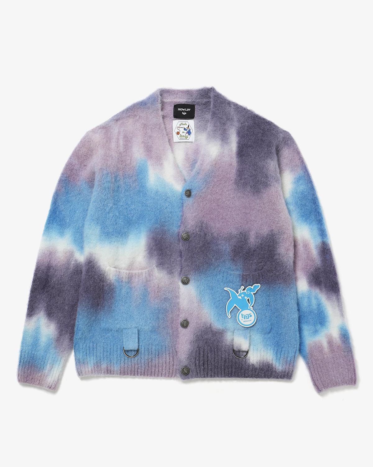 DJ Harvey HAND SPRAY DYED MOHAIR ALPACA CARDIGAN WITH POCKETS AND