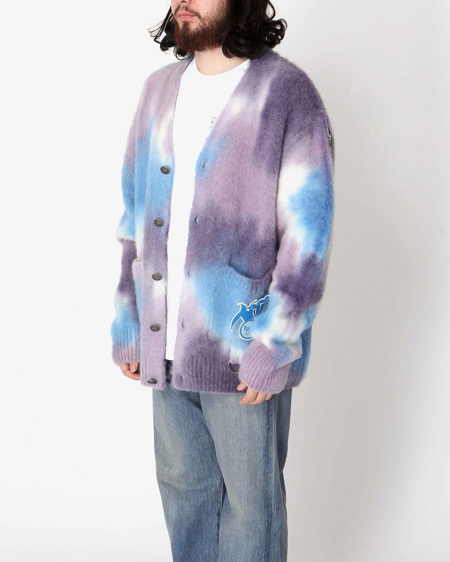 DJ Harvey HAND SPRAY DYED MOHAIR ALPACA CARDIGAN WITH POCKETS AND