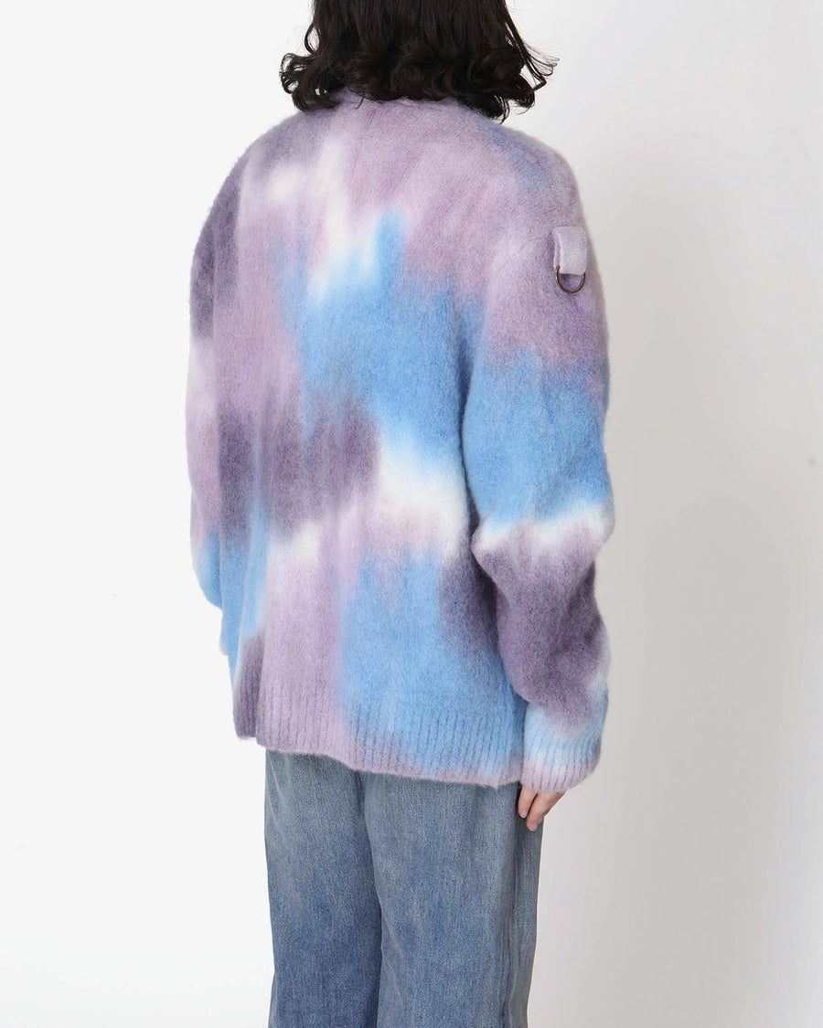 DJ Harvey HAND SPRAY DYED MOHAIR ALPACA CARDIGAN WITH POCKETS AND