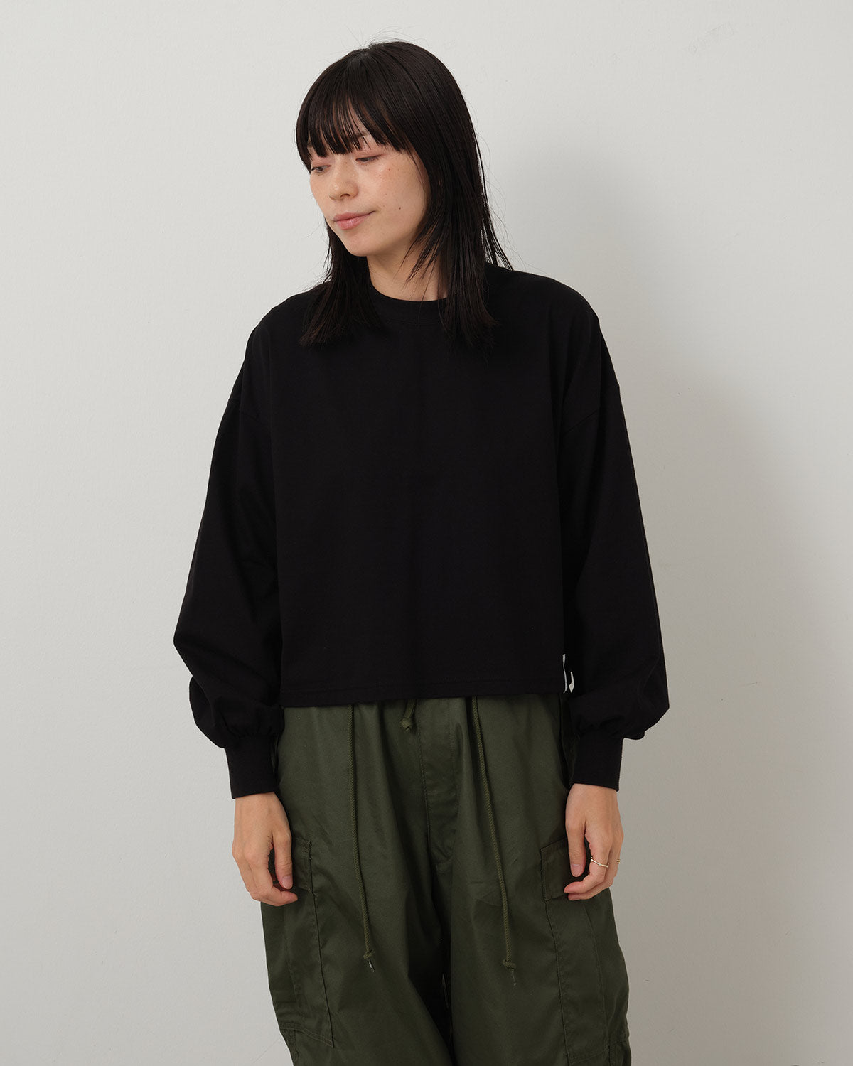 CROPPED LONG-SLV TEE / BIG FIT (6.5OZ)