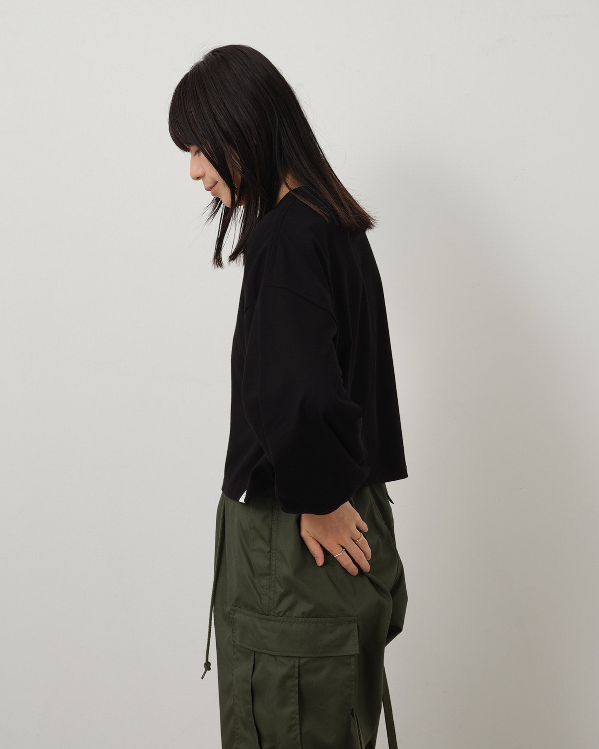 CROPPED LONG-SLV TEE / BIG FIT (6.5OZ)