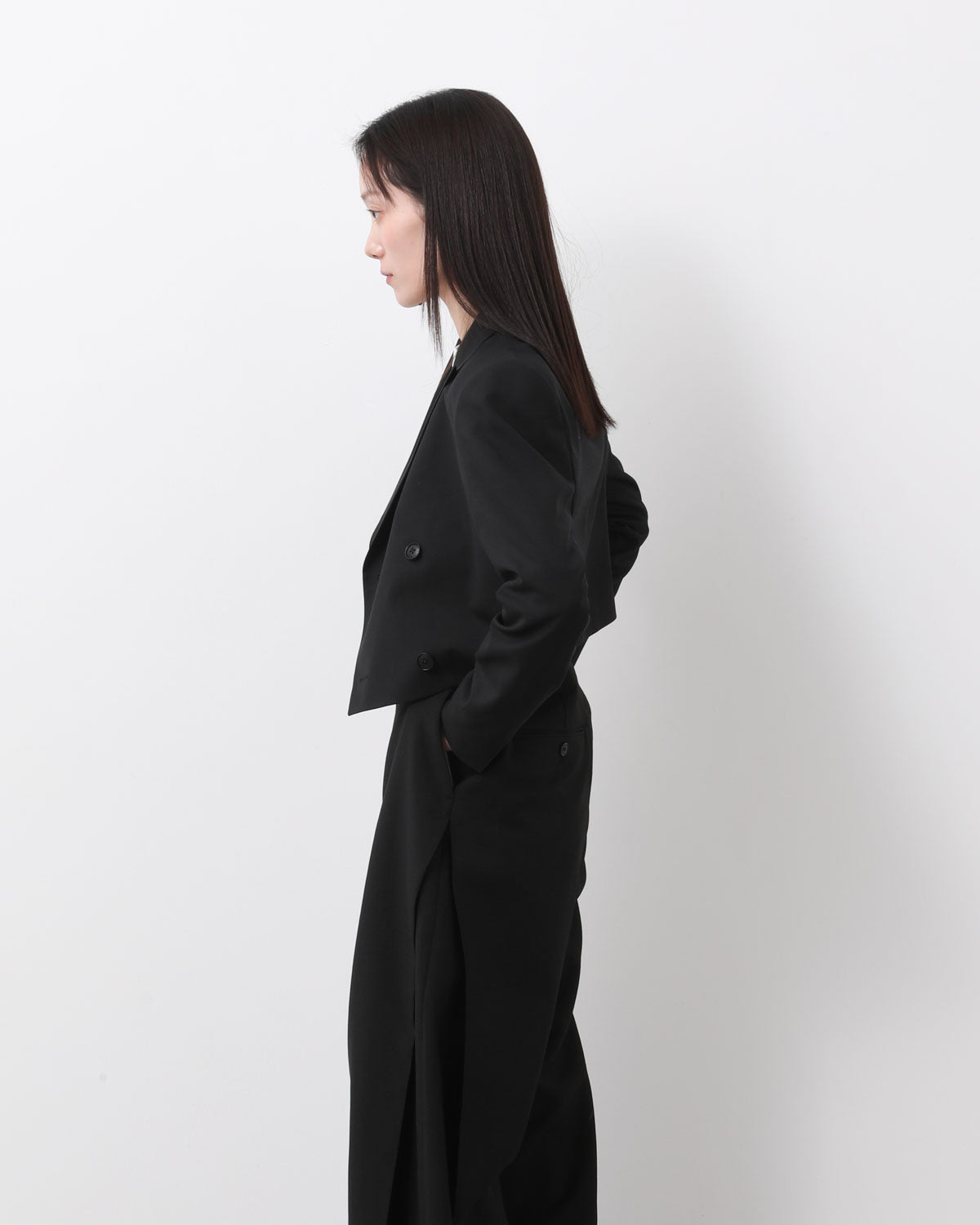 WOOL DOUBLE-BREASTED CROPPED BLAZER