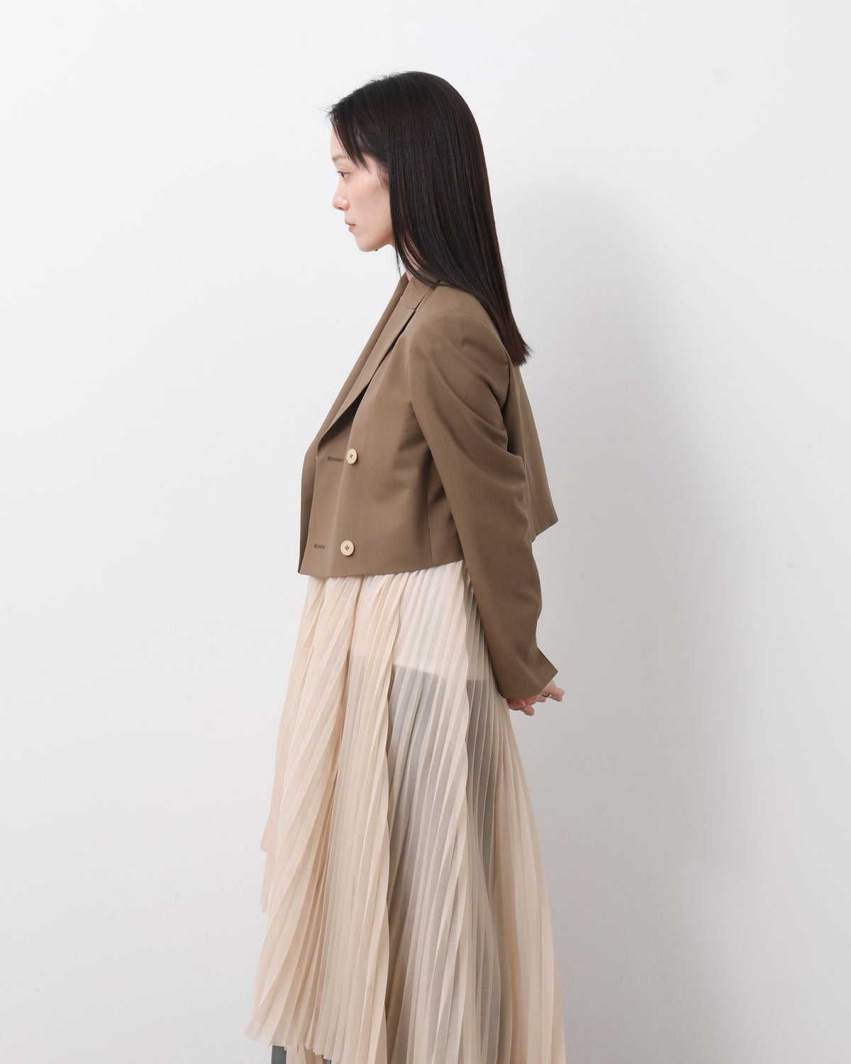 WOOL DOUBLE-BREASTED CROPPED BLAZER