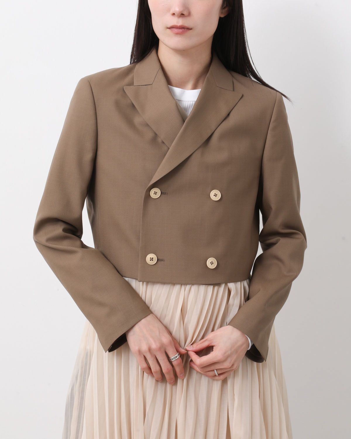 WOOL DOUBLE-BREASTED CROPPED BLAZER