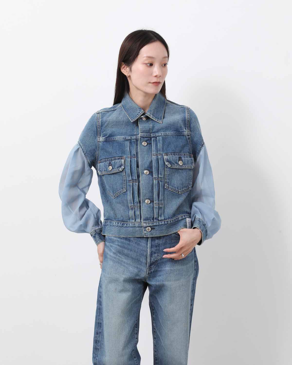 BALLOON SLEEVE DENIM JACKET TYPE2 / REGULAR FIT (SHEER SLEEVE)