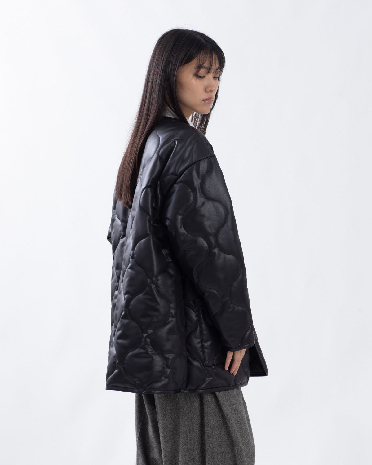 FAUX LEATHER QUILTED JACKET