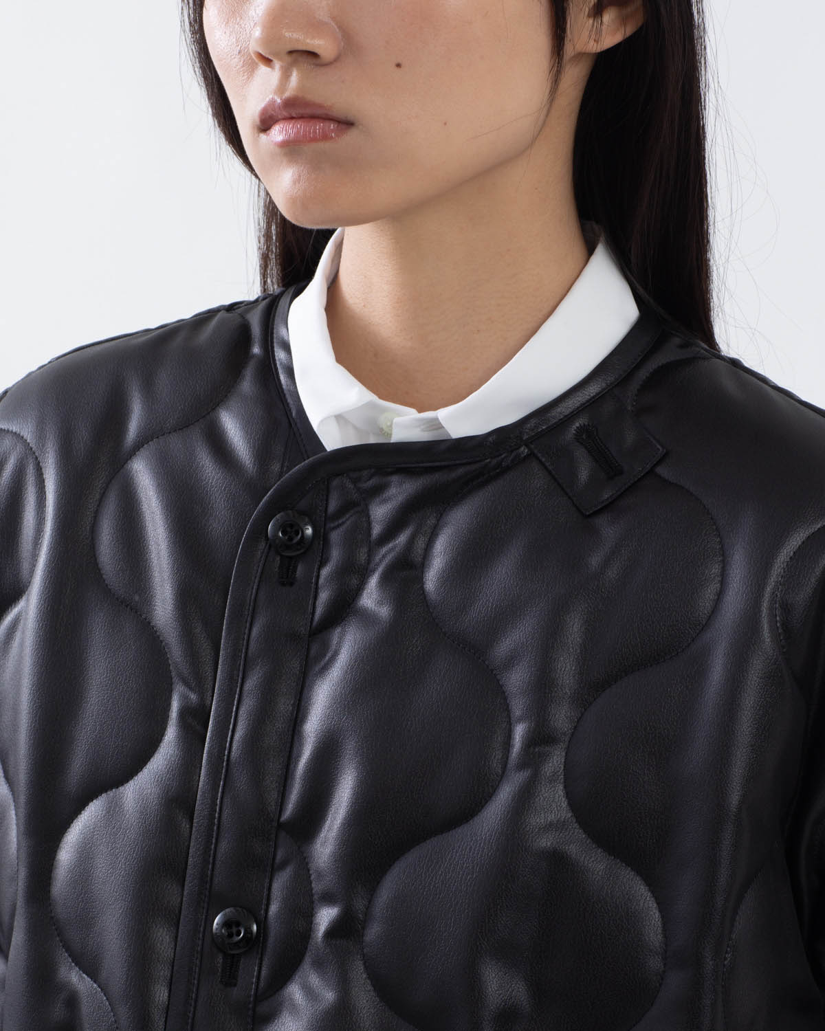 FAUX LEATHER QUILTED JACKET