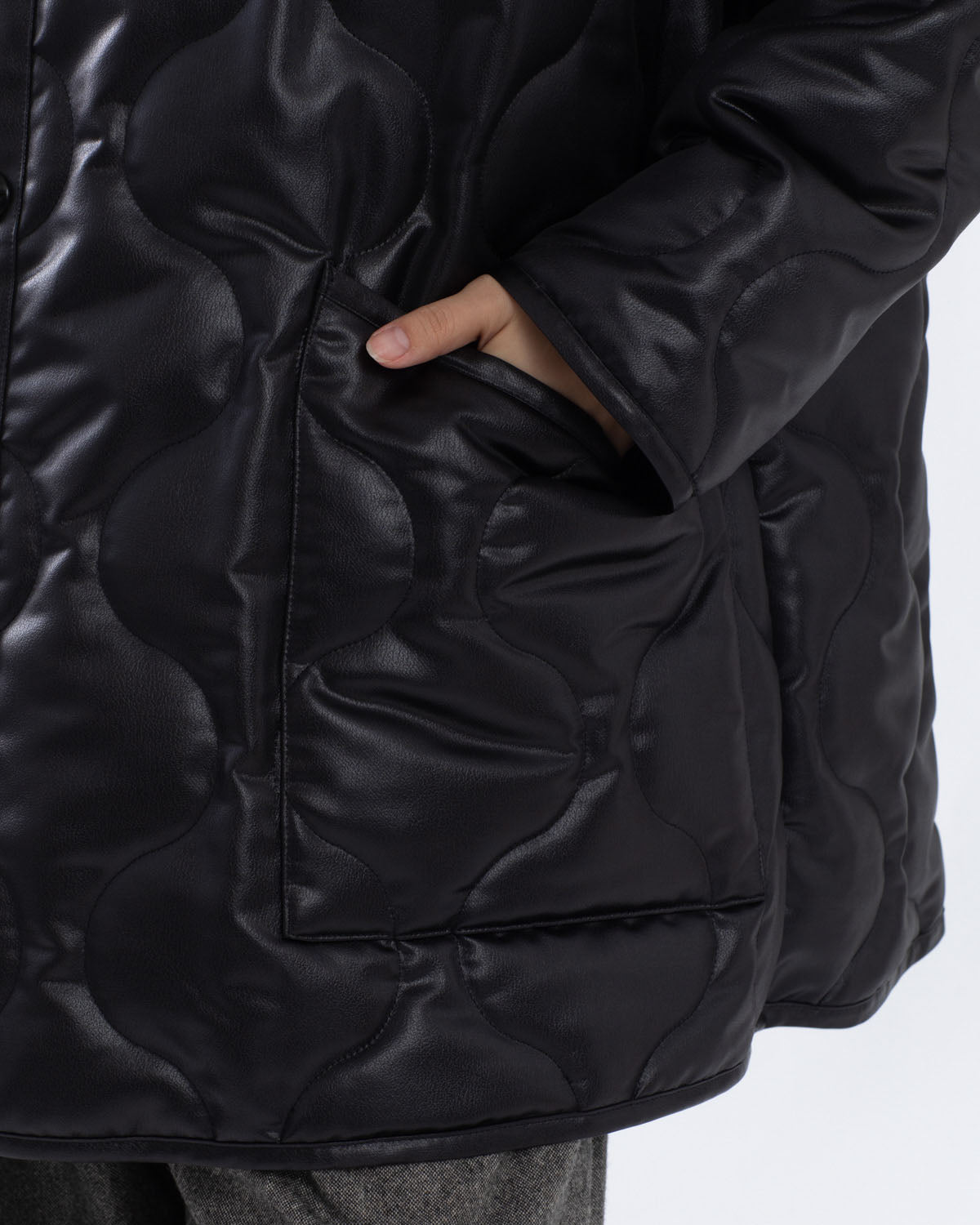 FAUX LEATHER QUILTED JACKET