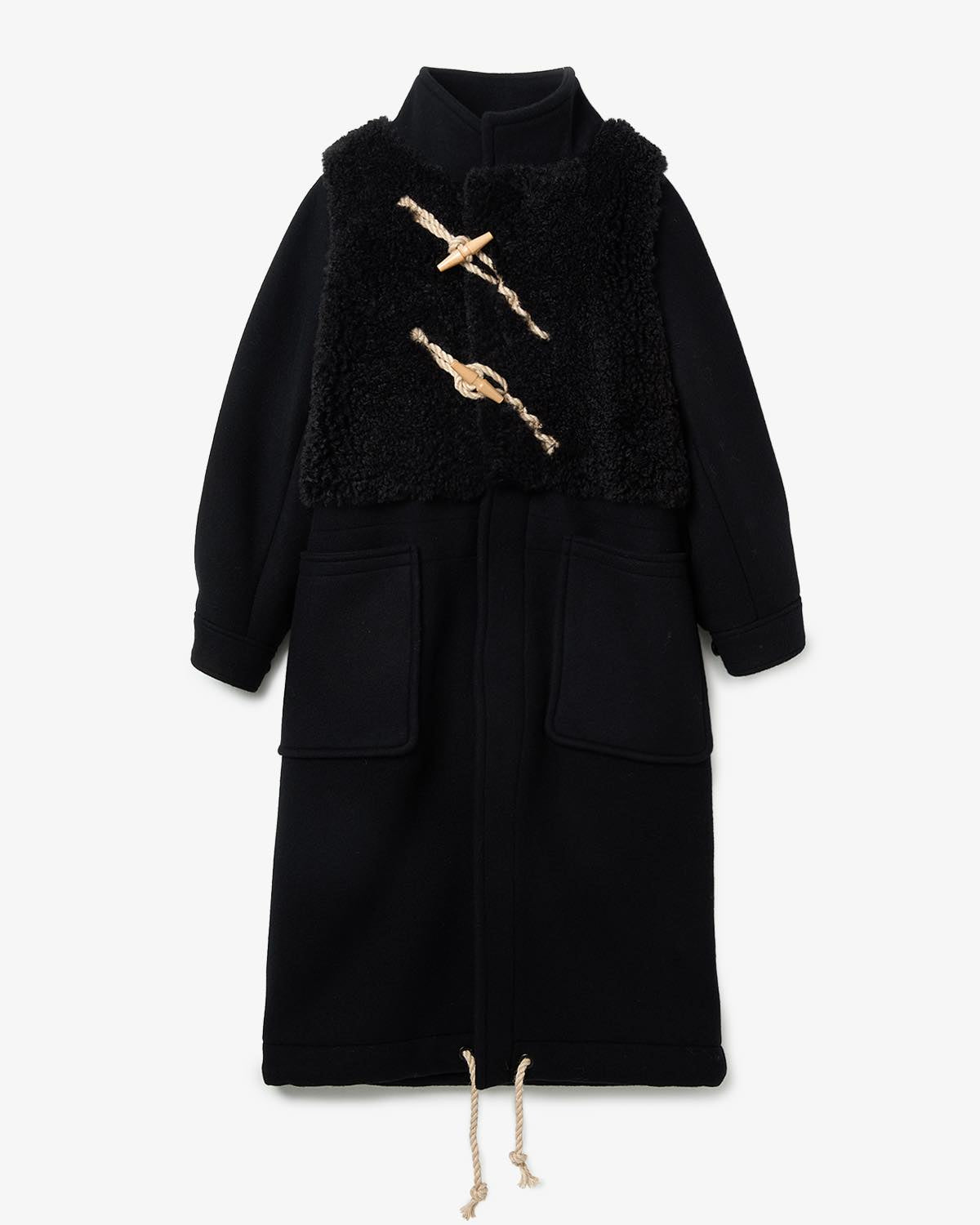 DOUBLE FACE FAUX SHEARLING DUFFLE COAT