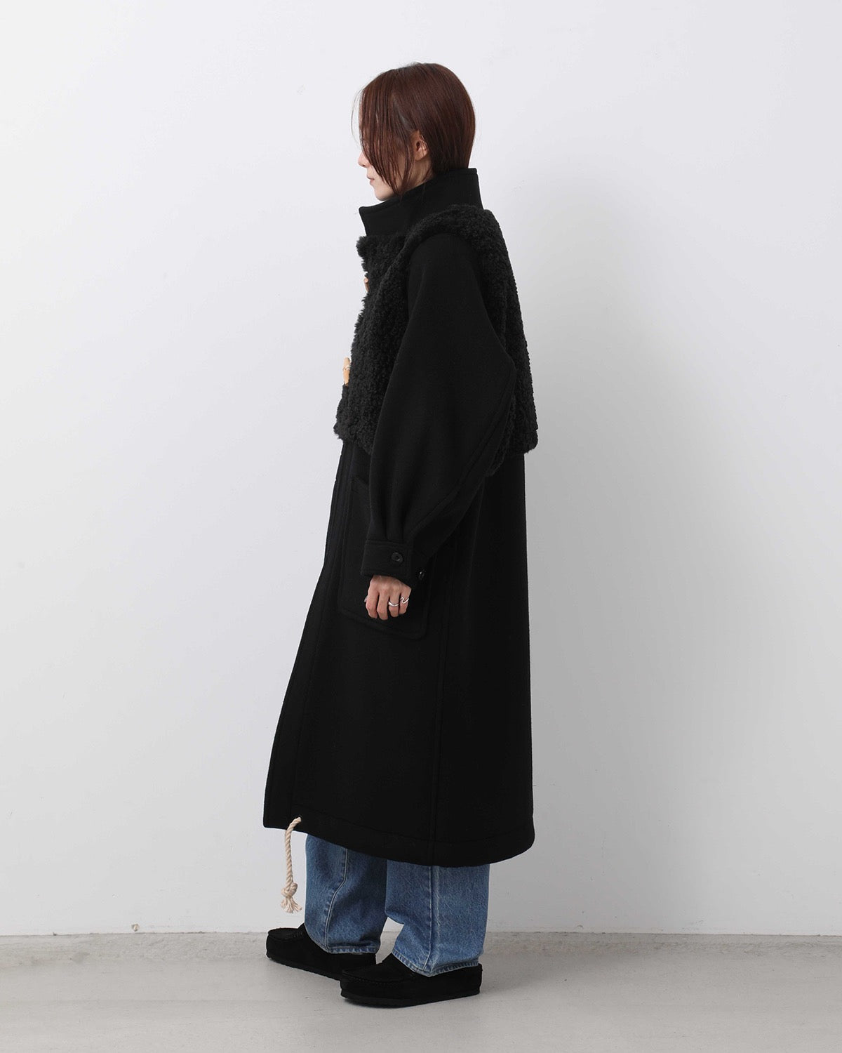 DOUBLE FACE FAUX SHEARLING DUFFLE COAT