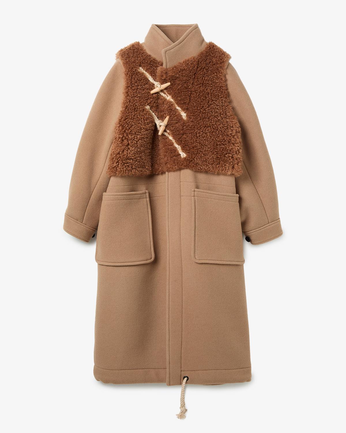 DOUBLE FACE FAUX SHEARLING DUFFLE COAT