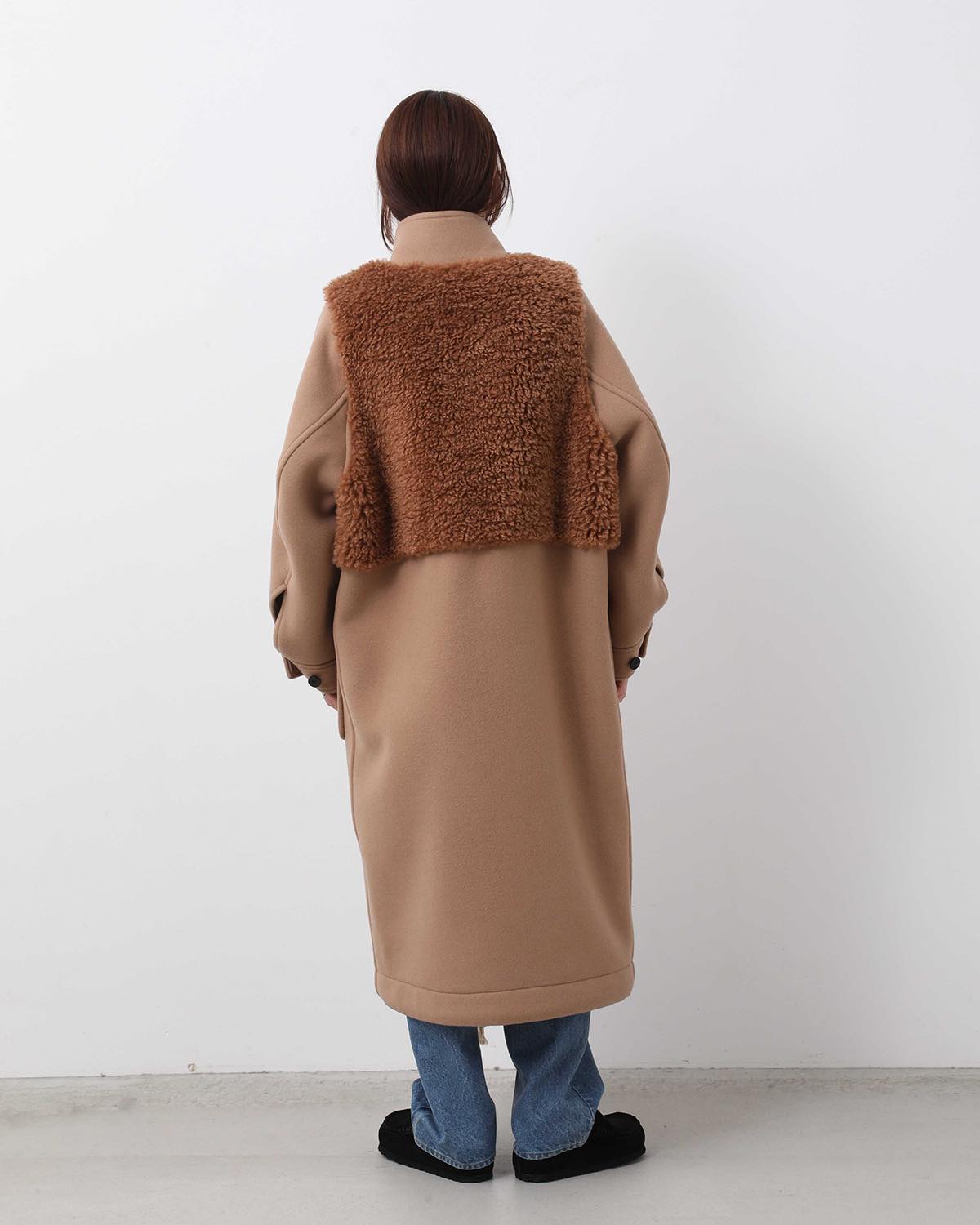 DOUBLE FACE FAUX SHEARLING DUFFLE COAT