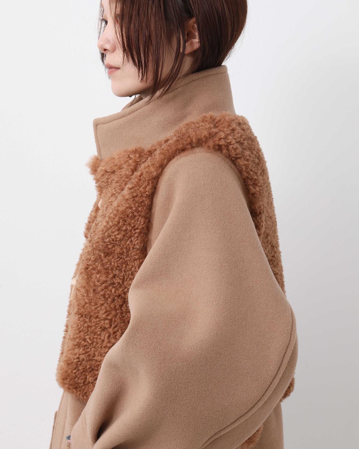 DOUBLE FACE FAUX SHEARLING DUFFLE COAT