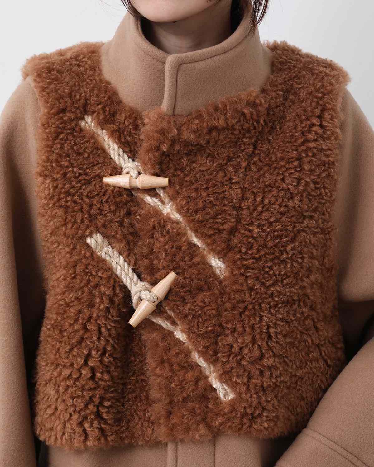 DOUBLE FACE FAUX SHEARLING DUFFLE COAT