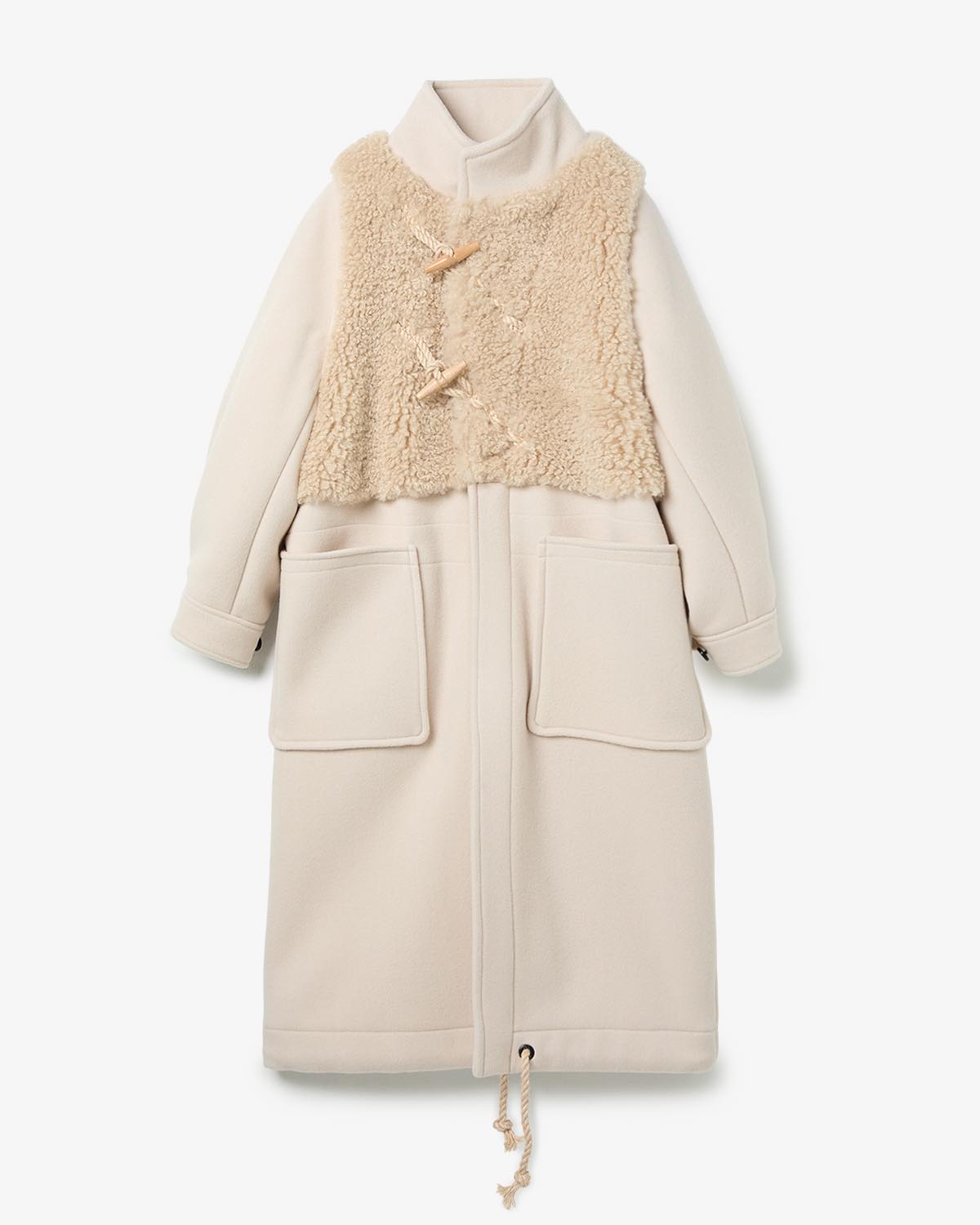 DOUBLE FACE FAUX SHEARLING DUFFLE COAT