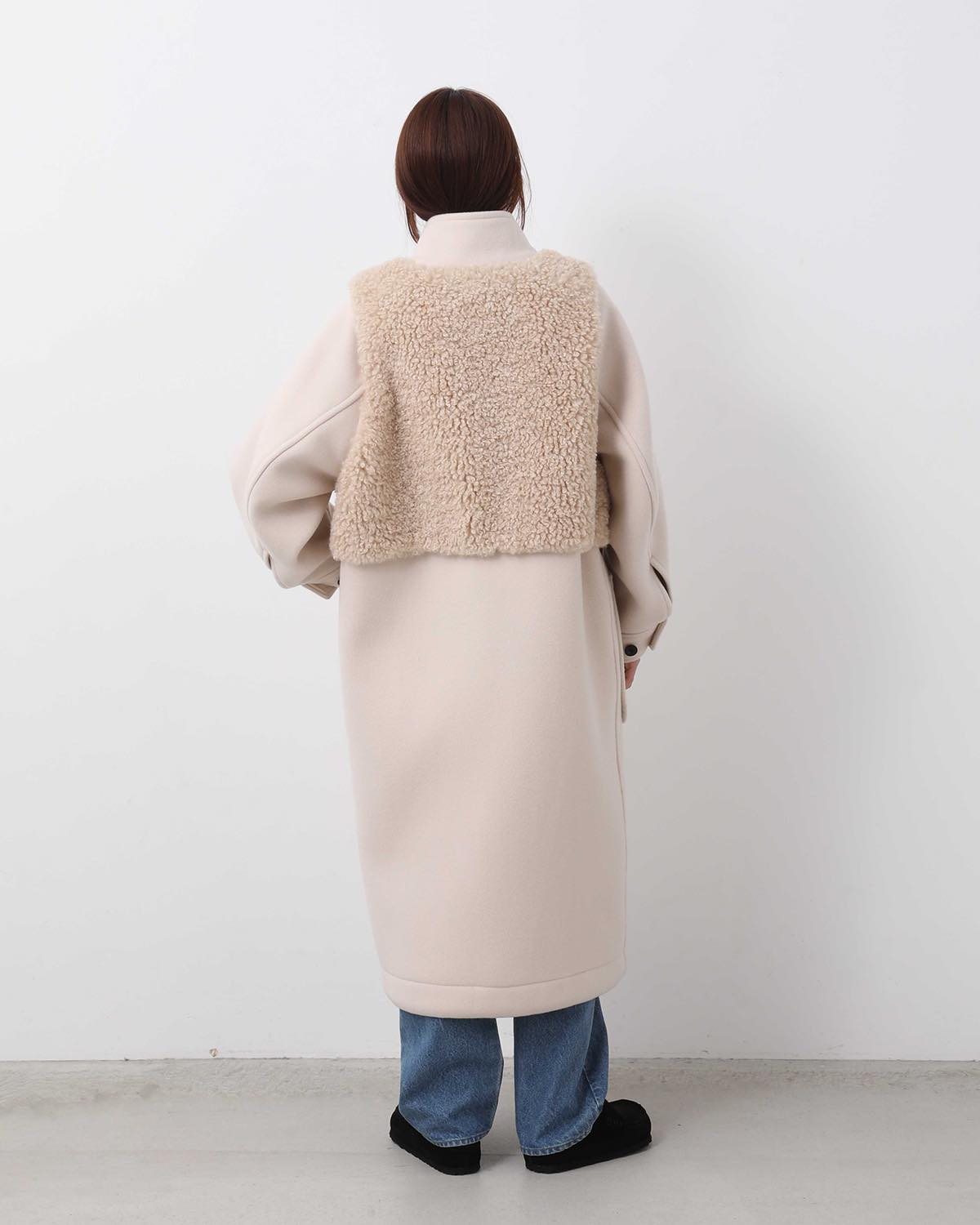 DOUBLE FACE FAUX SHEARLING DUFFLE COAT