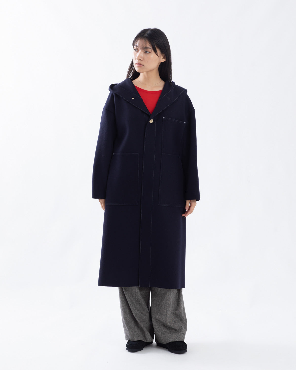 MELTON HOODED WORK COAT