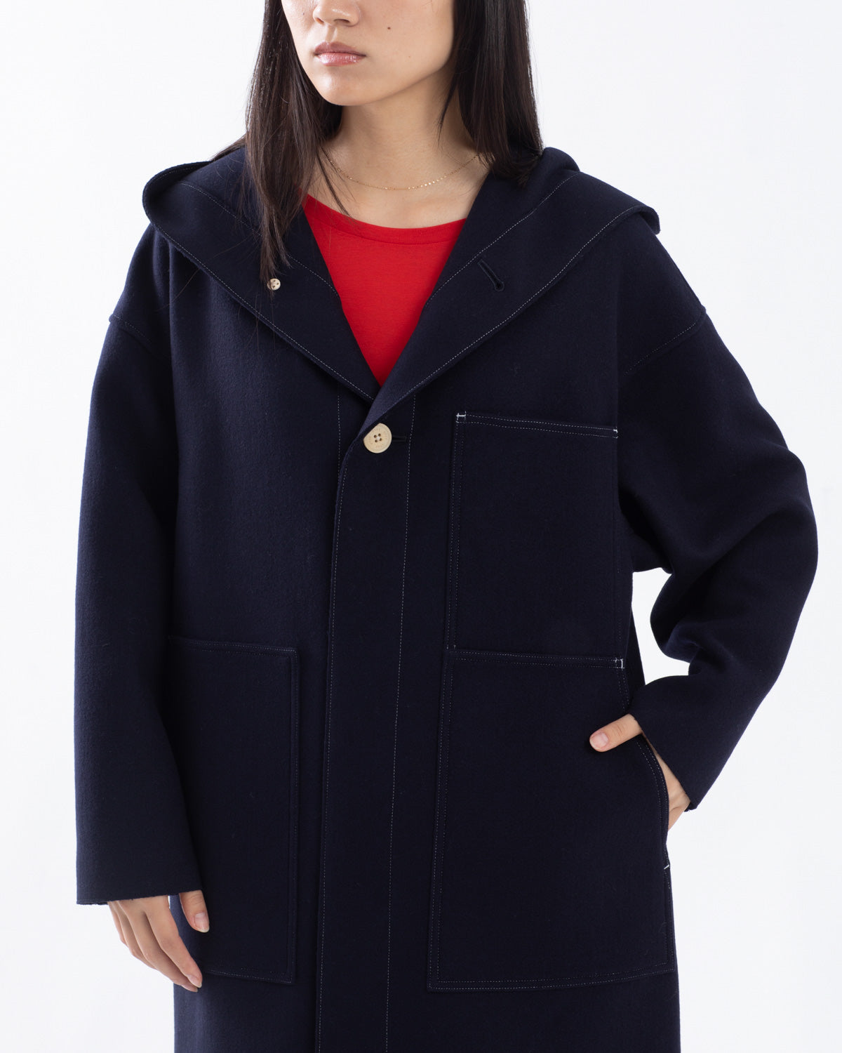 MELTON HOODED WORK COAT