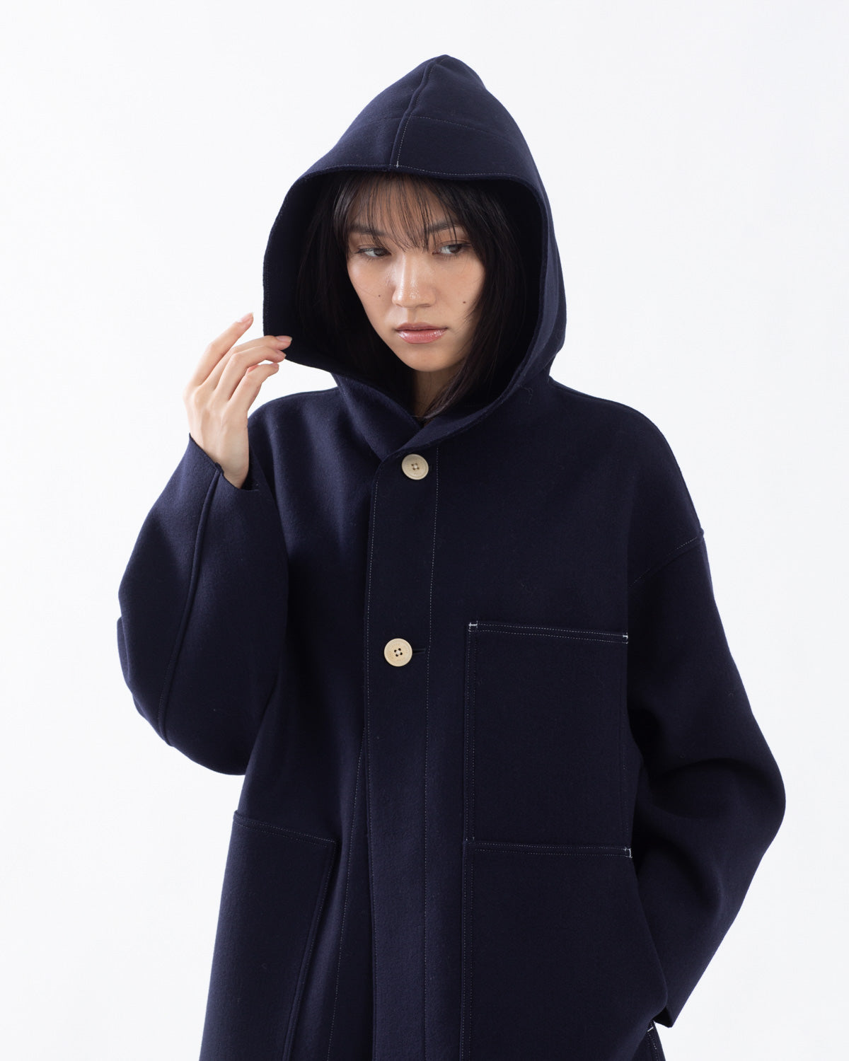 MELTON HOODED WORK COAT