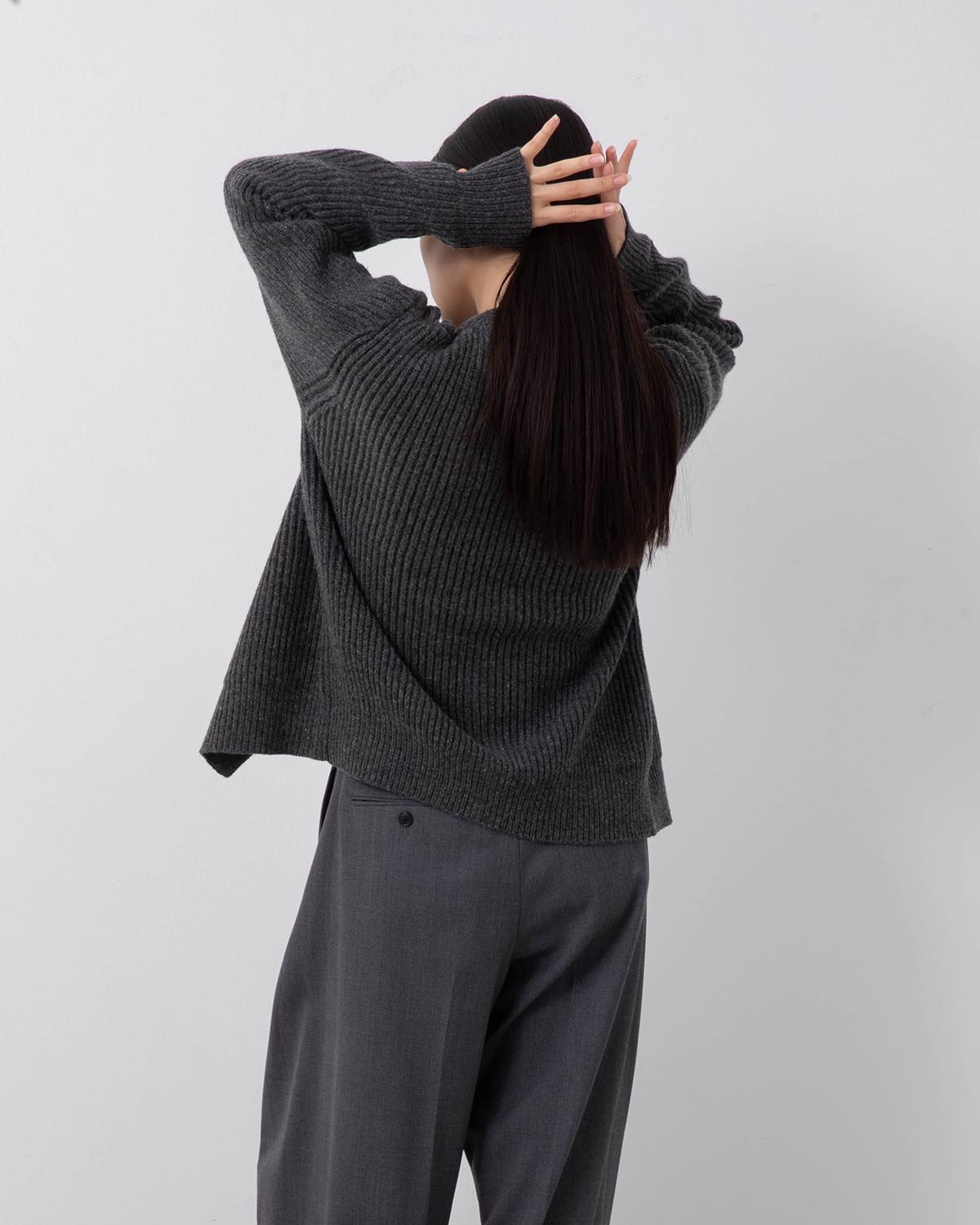 RIBBED KNIT WOOL CARDIGAN