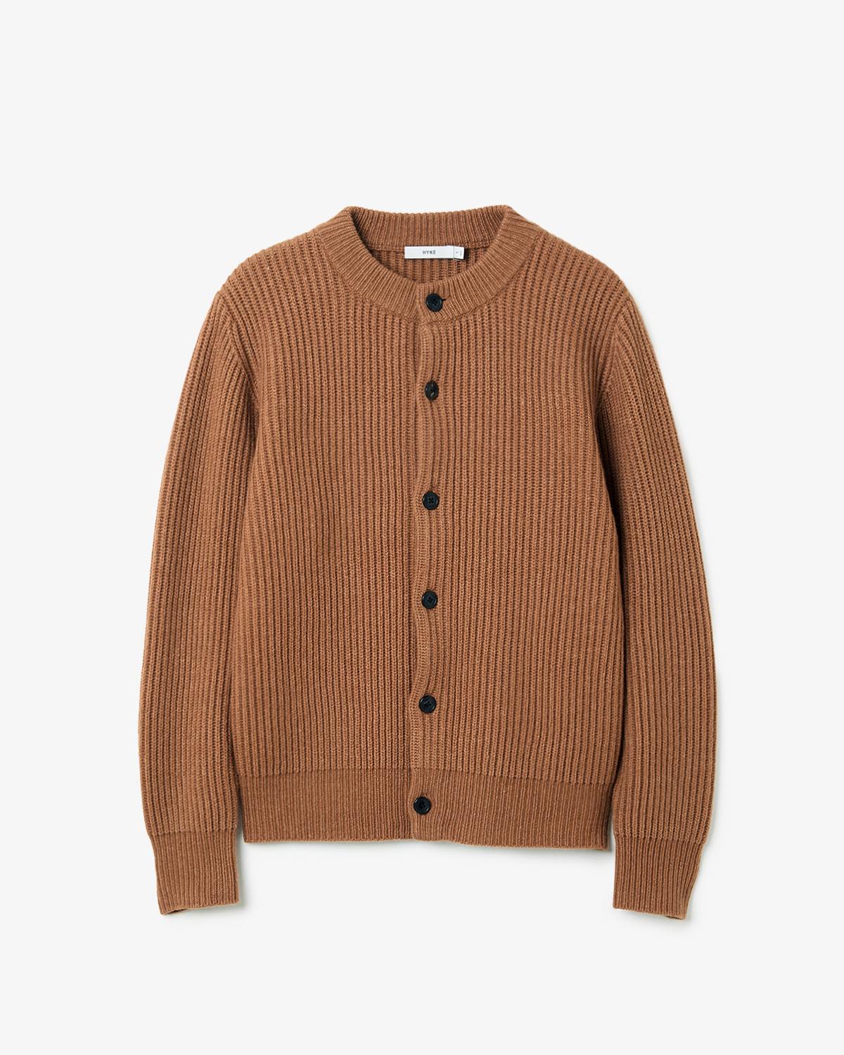 RIBBED KNIT WOOL CARDIGAN