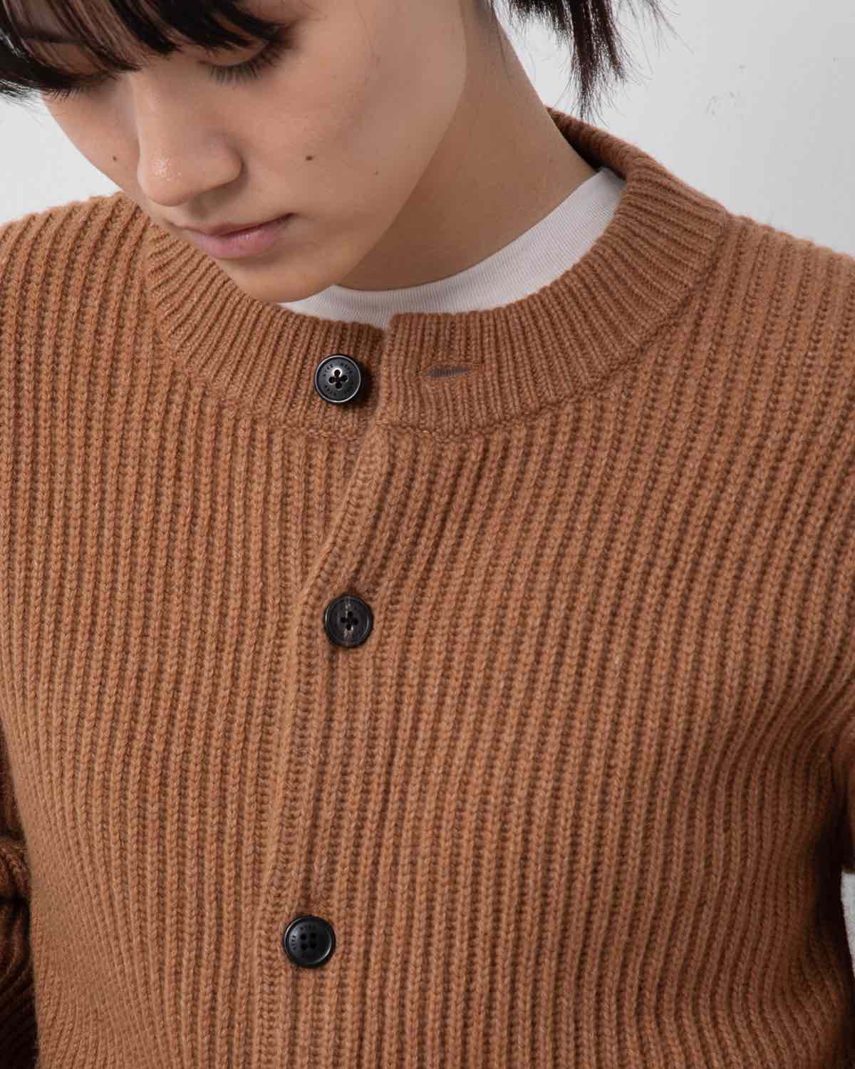 RIBBED KNIT WOOL CARDIGAN