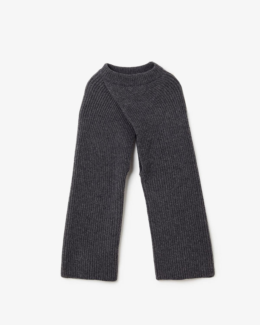 HYKE RIBBED SLEEVES（size1） HYKE / SHEER WIDE RIBBED SHORT-SLV SWEATER (BLACK , GRAY