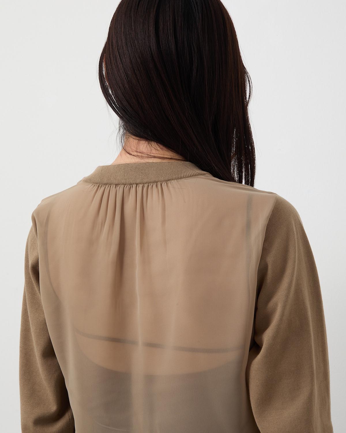 SHEER BACK CREW NECK KNIT