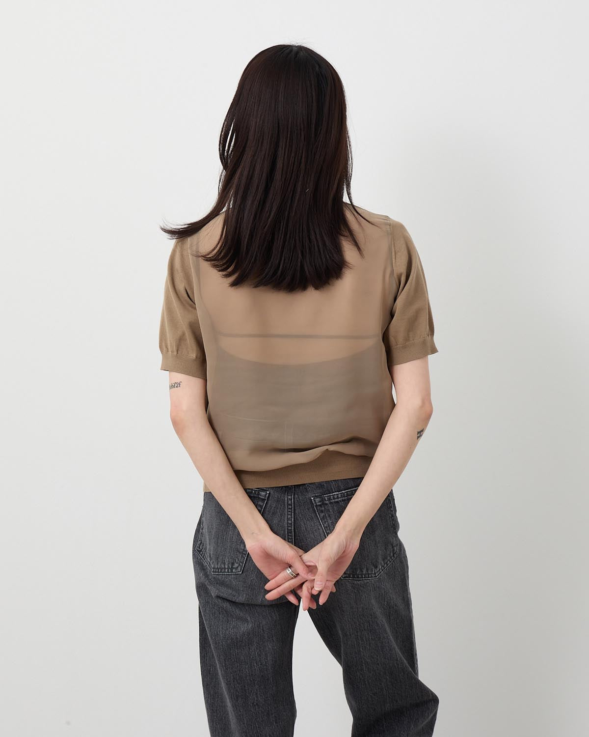 SHEER BACK POLO KNIT